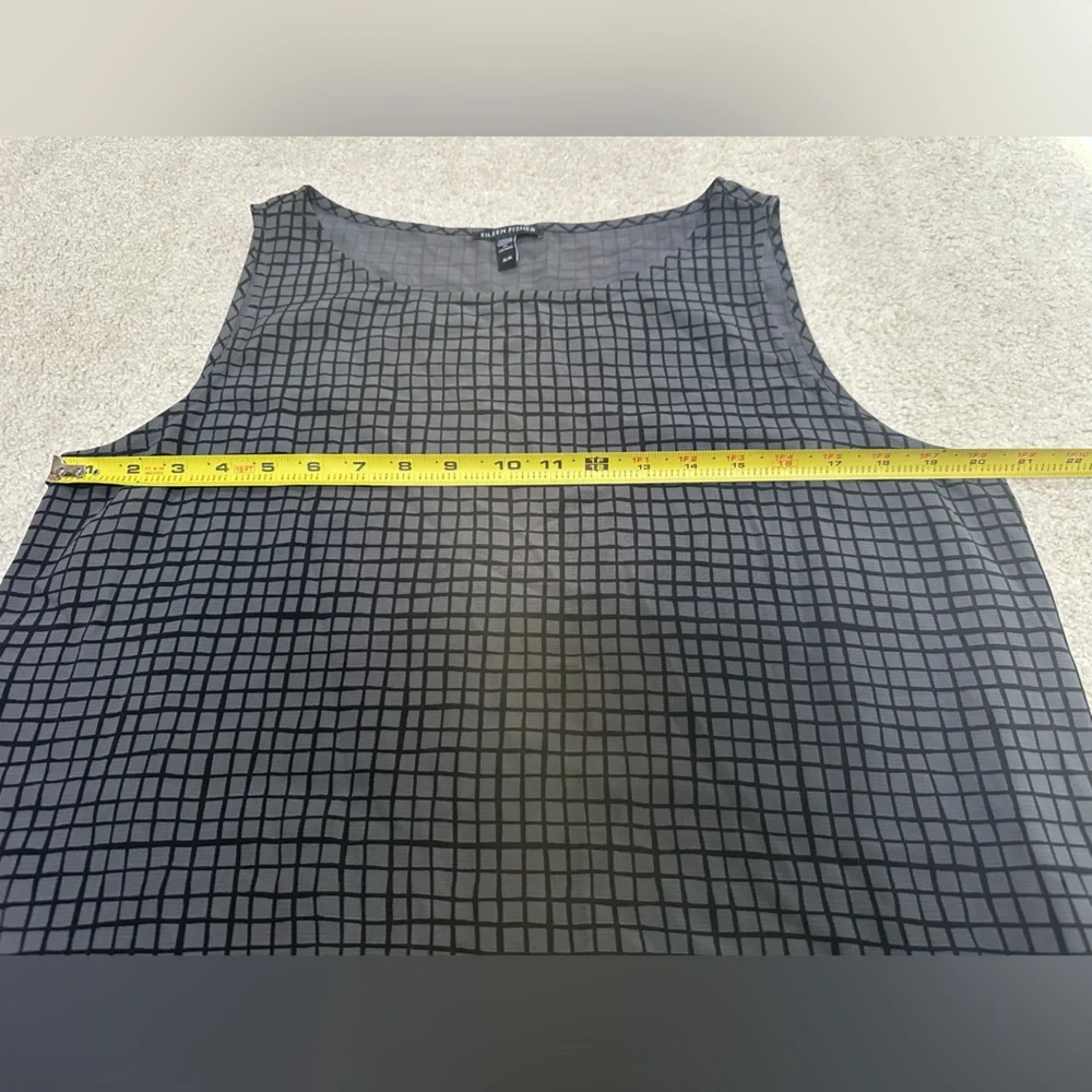 Eileen Fisher SET Black Gray M Top and S/P Pants Grid Pattern - Picture 7 of 16